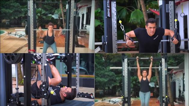 Salman Khan-Yasmin Karachiwala’s full body workout in latest video leaves fans smitten(Instagram/yasminkarachiwala/YouTube/Salman Khan)
