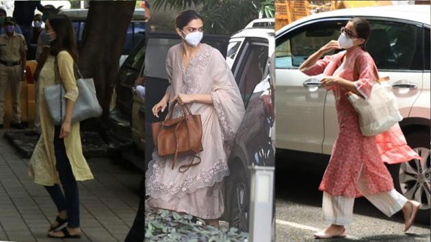 Shraddha Kapoor, Deepika Padukone and Sara Ali Khan ahead of their questioning by NCB on Saturday.