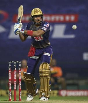 Abu Dhabi: Shubman Gill of Kolkata Knight Riders plays a shot during Indian Premier League 2020 cricket match against Sunrisers Hyderabad at the Sheikh Zayed Stadium, Abu Dhabi, Saturday, Sept. 26,2020. (PTI Photo/Sportzpics for BCCI) (PTI26-09-2020_000173B) (PTI)