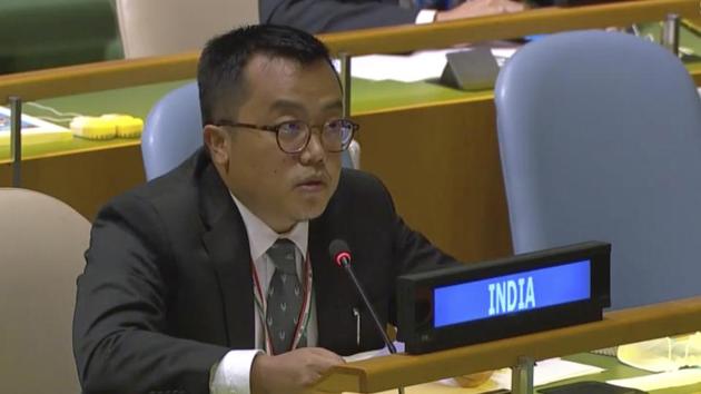 Mijito Vinito, the first secretary at India's UN mission to the United Nations, addresses the 75th session of the United Nations General Assembly, Friday, Sept. 25, 2020, at UN Headquarters.(AP photo) Mijito Vinito, the first secretary at India's UN mission to the United Nations, addresses the 75th session of the United Nations General Assembly, Friday, Sept. 25, 2020, at UN Headquarters.(AP photo)