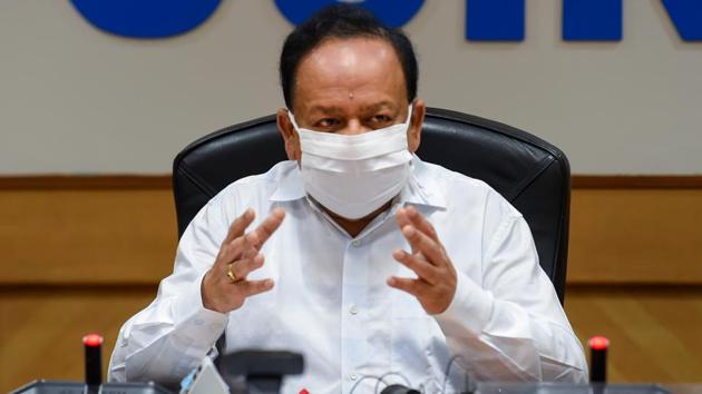 Union health minister Dr. Harsh Vardhan during the release of a compendium 'CSIR Technologies for Covid-19 Mitigation' in New Delhi on July 30,2020.(PTI File Photo) Union health minister Dr. Harsh Vardhan during the release of a compendium 'CSIR Technologies for Covid-19 Mitigation' in New Delhi on July 30,2020.(PTI File Photo)