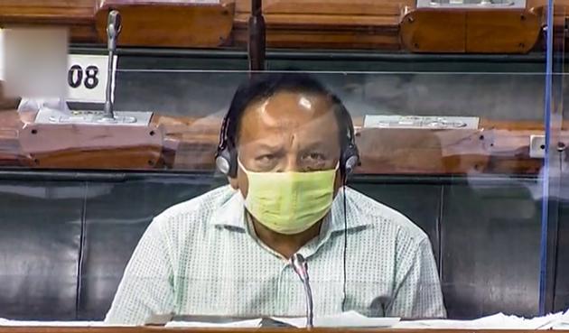 Union Minister for Health Harsh Vardhan in the Lok Sabha during the recently concluded Monsoon Session of Parliament.(PTI)