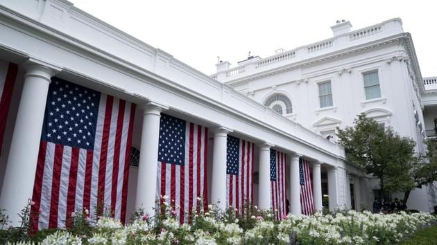 American flags are displayed in the Rose Garden ahead of the announcement of US President Donald Trump's nominee for associate justice of the U.S. Supreme Court during a ceremony at the White House in Washington.(Bloomberg) American flags are displayed in the Rose Garden ahead of the announcement of US President Donald Trump's nominee for associate justice of the U.S. Supreme Court during a ceremony at the White House in Washington.(Bloomberg)
