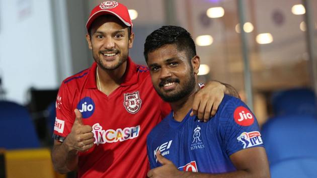 IPL 2020: Mayank Agarwal (L) and Sanju Samson after Sunday’s match(Twitter/IPL)