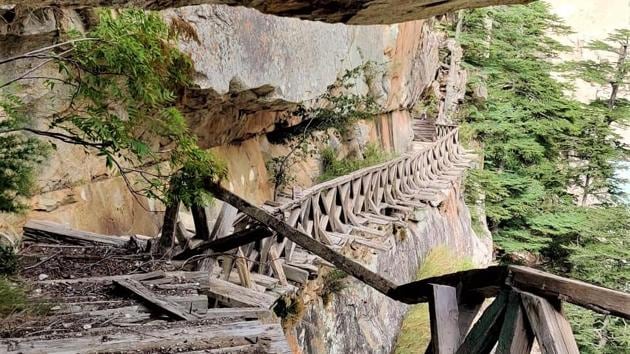 A view of Gartang Gali, the ancient trade route to Tibet from India.(HT PHOTO) A view of Gartang Gali, the ancient trade route to Tibet from India.(HT PHOTO)