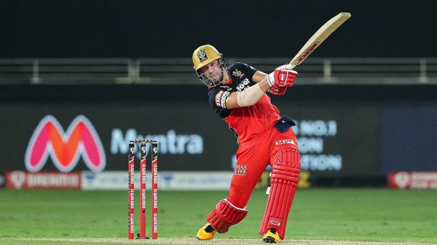 Royal Challengers Bangalore batsman B de Villiers plays a shot during the Indian Premier League 2020 cricket match. (PTI) Royal Challengers Bangalore batsman B de Villiers plays a shot during the Indian Premier League 2020 cricket match. (PTI)