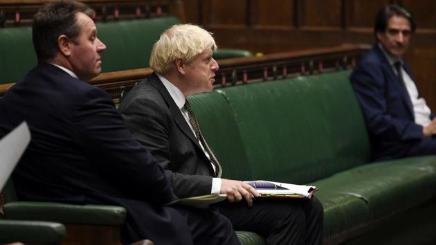 Britain's Prime Minister Boris Johnson looks on during Prime Minister's Questions in the House of Commons in London, Wednesday, Sept. 23, 2020.(AP photo)