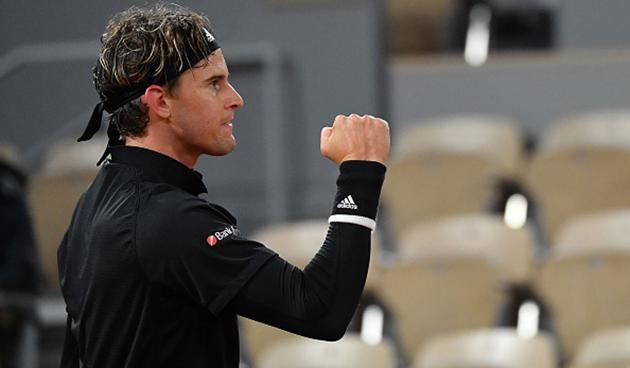 Dominic Thiem of Austria celebrates his victory against Marin Cilic of Croatia in the first round(Getty Images)