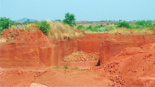 A laterite quarry during dry season in Goa.(HT FILE PHOTO)