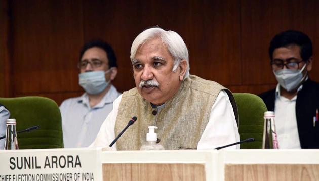 Chief Election Commissioner, Sunil Arora holding a press conference to announce the schedule for Bihar Legislative Assembly Elections (ANI Photo)