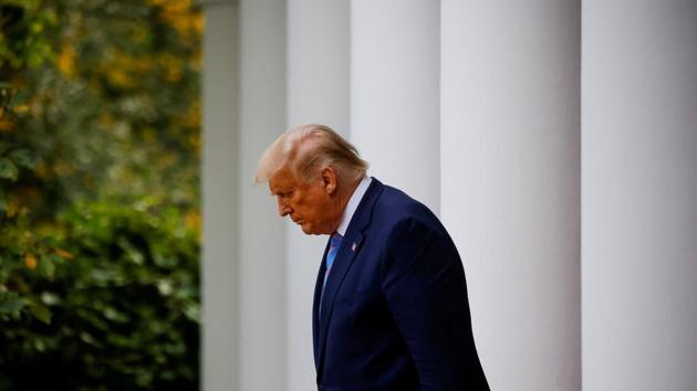 US President Donald Trump arrives to speak about the administration's coronavirus disease (Covid-19) testing plan in the Rose Garden at the White House in Washington, US, September 28, 2020.(REUTERS)