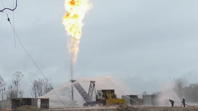 The Baghjan gas well blowout led to oil and gas leaking into the adjacent Maguri Motapung wetland, the surrounding grasslands and river water.(Sourced)