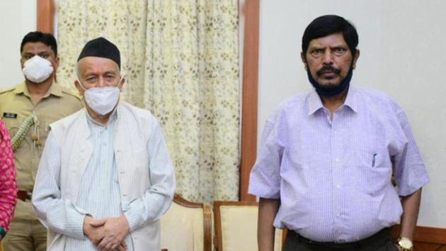 Maharashtra Governor Bhagat Singh Koshyari and union minister Ramdas Athawale at Raj Bhavan. Maharashtra Governor Bhagat Singh Koshyari and union minister Ramdas Athawale at Raj Bhavan.