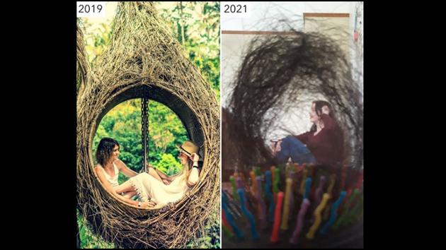 The image shows a creative recreation of a travel photo by Sharon Waugh.(Instagram/@thesharonicles)