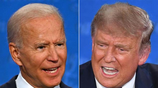 Donald Trump insulted Biden’s intelligence and jabbed the former vice president over unsubstantiated allegations about his son Hunter Biden’s foreign business dealings. Biden called Trump “the worst president America’s ever had.”(AFP)