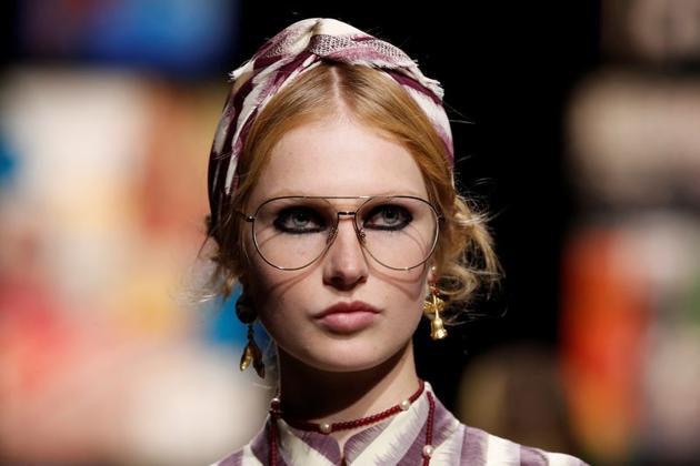 Close-up of a model’s face as she presents a creation by designer Maria Grazia Chiuri as part of her Spring/Summer 2021 ready-to-wear collection show for fashion house Dior during Paris Fashion Week in Paris, France, September 29, 2020. (REUTERS)