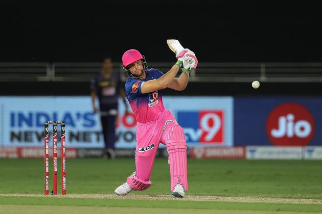 Dubai: Rajasthan Royals player Jos Buttler plays a shot during the Indian Premier League 2020 cricket match against Kolkata Knight Riders, at Dubai International Cricket Stadium, Dubai, Wednesday, Sept. 30, 2020. (PTI Photo/Sportzpics for BCCI)(PTI30-09-2020_000287B) (PTI)