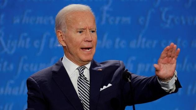 Democratic presidential nominee Joe Biden participates in the first 2020 presidential campaign debate with US President Donald Trump.(Reuters Photo)
