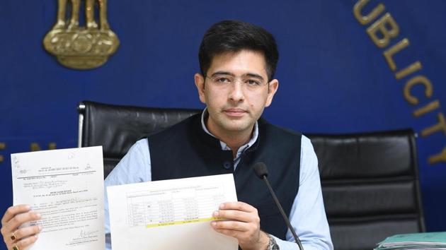 Delhi Jal Board vice-chairman Raghav Chadha.(Arvind Yadav/HT Photo)