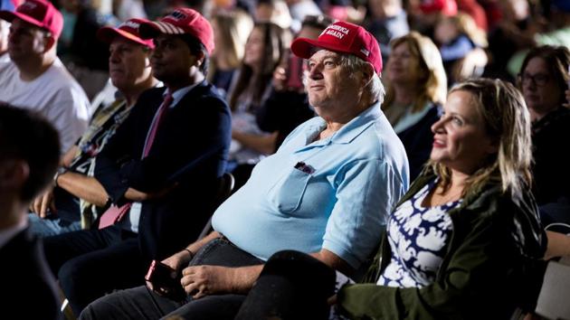 Supporters of Donald Trump watch a streaming of the first 2020 US presidential debate at Lititz in Pennsylvania on September 29. Biden also brought up a recent report that Trump had called members of the military “losers” and “suckers.” Biden, whose son Beau died of cancer, had served in the military. “He was not a loser, and he was a patriot,” Biden said. (Rachel Wisniewski / REUTERS)