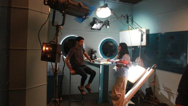 Arati Kadav and Vikrant Massey on sets of Cargo.