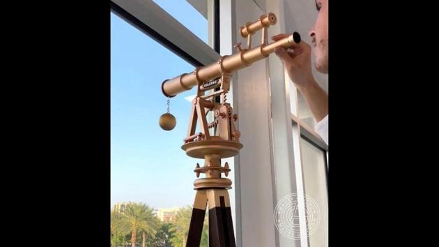 The image shows the finished chocolate telescope. (Facebook/@Amaury Guichon) The image shows the finished chocolate telescope. (Facebook/@Amaury Guichon)
