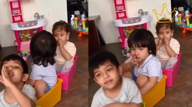 Taimur and Inaaya during their playtime.