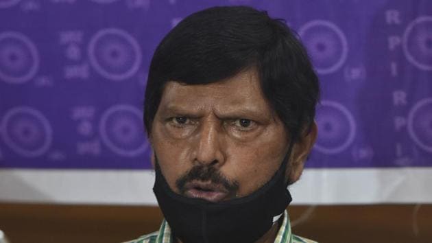 Union minister Ramdas Athawale’s support to actors have drawn flak from political rivals and social media users.(HT PHOTO)