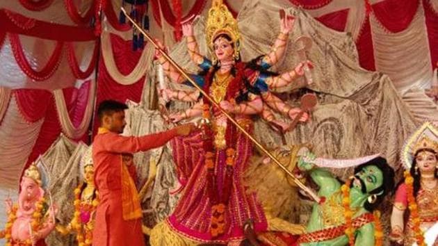 Durga Puja in Uttar Pradesh will be held under strict Covid-19 protocol. (HT FILE PHOTO) Durga Puja in Uttar Pradesh will be held under strict Covid-19 protocol. (HT FILE PHOTO)