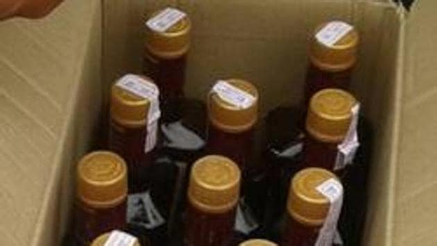 Police seized 280 liquor bottles from the car of Chukka Venkata Naga Varalakshmi at Jaggayyapet on Wednesday.(Representative image/HT PHOTO) Police seized 280 liquor bottles from the car of Chukka Venkata Naga Varalakshmi at Jaggayyapet on Wednesday.(Representative image/HT PHOTO)