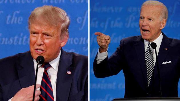 A combination picture shows U.S. President Donald Trump and Democratic presidential nominee Joe Biden speaking during the first 2020 presidential campaign debate. (Reuters photo) A combination picture shows U.S. President Donald Trump and Democratic presidential nominee Joe Biden speaking during the first 2020 presidential campaign debate. (Reuters photo)