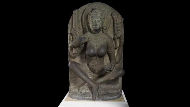 Granite sculpture of a Yogini goddess, Tamil Nadu, India, 10th century AD. Yoginis were part of the Tantra pantheon. They were seductive beings who could change shape at will, be a bird or a jackal, again a typical Tantric reference to seeing women as embodying both creative and destructive forces. “The Tantric worldview sees all material reality as animated by Shakti – unlimited, divine feminine power,” writes curator Imma Ramos. (Courtesy Trustees of the British Museum)