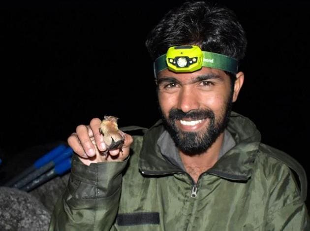 Rohit Chakravarty with a Joffre’s Pipistrelle bat. ‘As a researcher, I just want to de-stigmatise this animal that people have such an aversion to and have so many misconceptions about,’ the 29-year-old chiropterologist says.(Photo courtesy Ram Mohan)