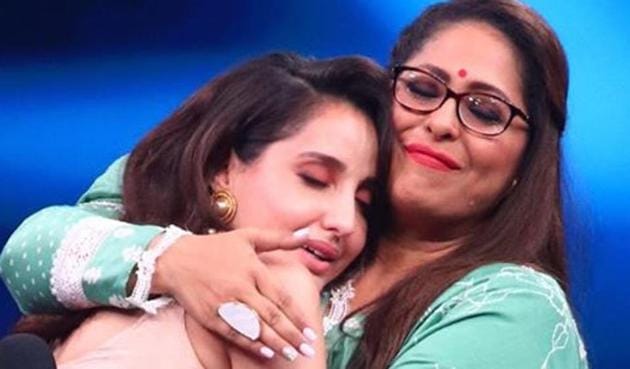 Nora Fatehi with Geeta Kapur on the sets of India’s Best Dancer.