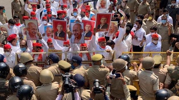 Chief minister Yogi Adityanath on Wednesday had set-up the three-member SIT to probe the Hathras incident, they have been asked to submit the report in seven days. (HT Photo)