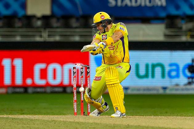Dubai: Chennai Super Kings batsman Shane Watson clean bowled by Sunrisers Hyderabad player Bhuvneshwar Kumar during the Indian Premier League 2020 cricket match, at Dubai International Cricket Stadium, in Dubai, Friday, Oct. 2, 2020. (PTI Photo/Sportzpics for BCCI)(PTI02-10-2020_000319A) (PTI)