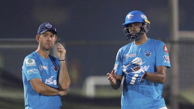 Head coach of Delhi Capitals Ricky Ponting in conversation with Ravichandran Ashwin during a practice session for IPL 2020. (PTI) Head coach of Delhi Capitals Ricky Ponting in conversation with Ravichandran Ashwin during a practice session for IPL 2020. (PTI)