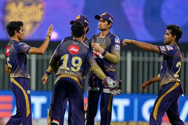 Sharjah: Kolkata Knight Riders player Kamlesh Nagarkoti celebrates after taking the wicket of Delhi Capitals player Prithvi Shaw during IPL 2020 cricket match, at Sharjah Cricket Stadium in Sharjah, United Arab Emirates, Saturday, Oct. 3, 2020. (Sportzpics/PTI Photo)(PTI03-10-2020_000300B) (PTI)