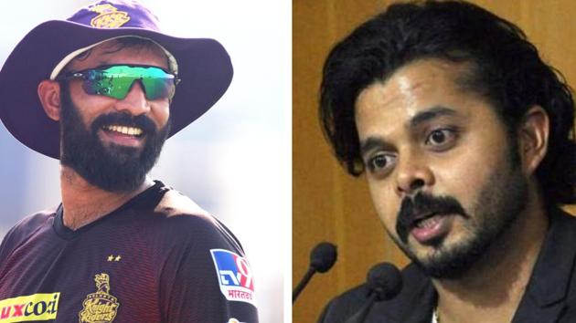 File image of Dinesh Karthik and Sreesanth. (IPL/HT Collage) File image of Dinesh Karthik and Sreesanth. (IPL/HT Collage)