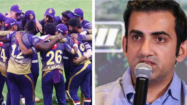 Kolkata Knight Riders team in hurdle and Gautam Gambhir. (KKR/Twitter/PTI) Kolkata Knight Riders team in hurdle and Gautam Gambhir. (KKR/Twitter/PTI)