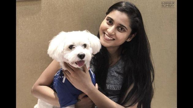 The image shows Devanshi Shah and a dog named Hazel. (Instagram/@officialhumansofbombay) The image shows Devanshi Shah and a dog named Hazel. (Instagram/@officialhumansofbombay)