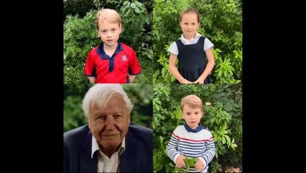 The image shows David Attenborough with the young royals.(Instagram/@kensingtonroyal)