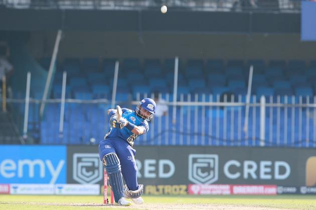 Krunal Pandya hits a shot. (IPL/Twitter)