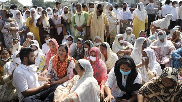 Family members and relatives of Indian Army Rifleman Rakshit Chowdary block the Satwari Chowk during a protest demanding an inquiry into his death. (PTI Photo) Family members and relatives of Indian Army Rifleman Rakshit Chowdary block the Satwari Chowk during a protest demanding an inquiry into his death. (PTI Photo)