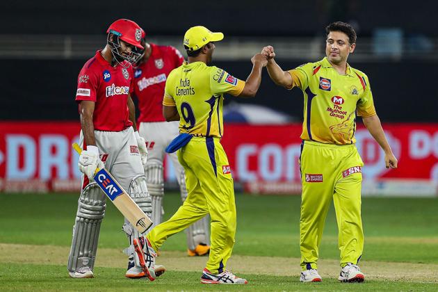 Chennai Super Kings player Piyush Chawla celebrates after the wicket of Kings XI Punjab player Mayank Agarwal during IPL 2020 cricket match, in Dubai, Sunday, Oct. 4, 2020. (PTI Photo/Sportzpics for BCCI)(PTI04-10-2020_000207B) (PTI)