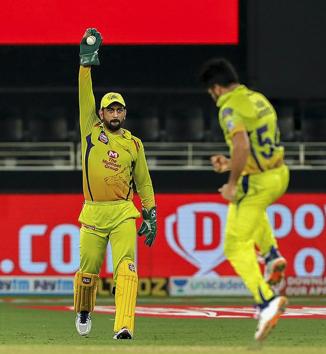 Chennai Super Kings skipper MS Dhoni during IPL 2020 cricket match against Kings XI Punjab, in Dubai, Sunday, Oct. 4, 2020. (PTI Photo/Sportzpics for BCCI)(PTI04-10-2020_000214B) (PTI)