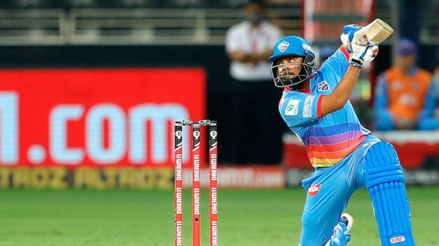 Prithvi Shaw hits a shot. (IPL/Twitter) Prithvi Shaw hits a shot. (IPL/Twitter)