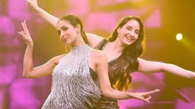 Nora Fatehi and Malaika Arora on stage in India’s Best Dancer.