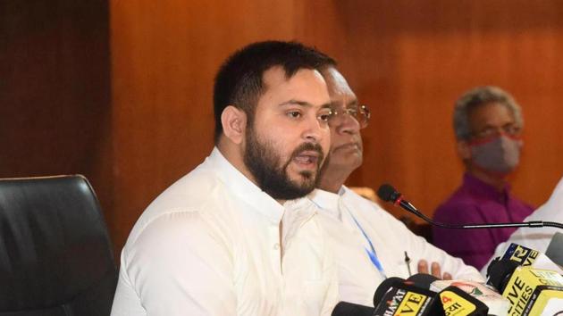 File photo: RJD leader Tejashwi Yadav during the Grand Alliance press conference in Patna, Bihar. (Santosh Kumar/ Hindustan Times) File photo: RJD leader Tejashwi Yadav during the Grand Alliance press conference in Patna, Bihar. (Santosh Kumar/ Hindustan Times)