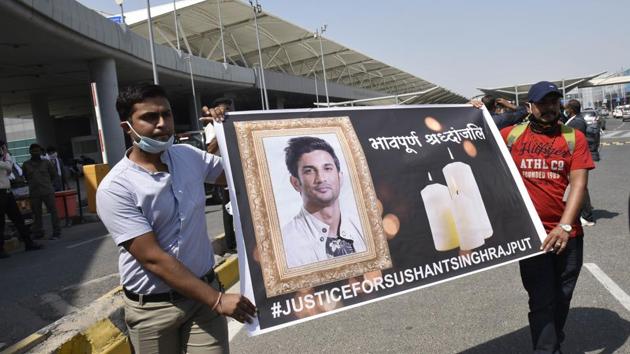 A group of people marching from Terminal 2 of Indira Gandhi International (IGI) Airport to Jantar Mantar with a banner demanding justice for Sushant Singh Rajput, in New Delhi (Photo by Vipin Kumar/ Hindustan Times) A group of people marching from Terminal 2 of Indira Gandhi International (IGI) Airport to Jantar Mantar with a banner demanding justice for Sushant Singh Rajput, in New Delhi (Photo by Vipin Kumar/ Hindustan Times)